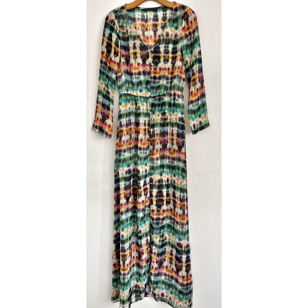 Zara Shirt Dress Tie Dye Sheer Maxi Boho Hippie Beach Resort